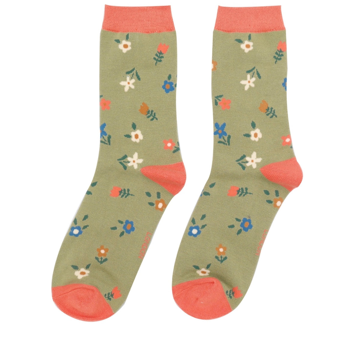 Miss Sparrow Tiny Flowers Socks Olive