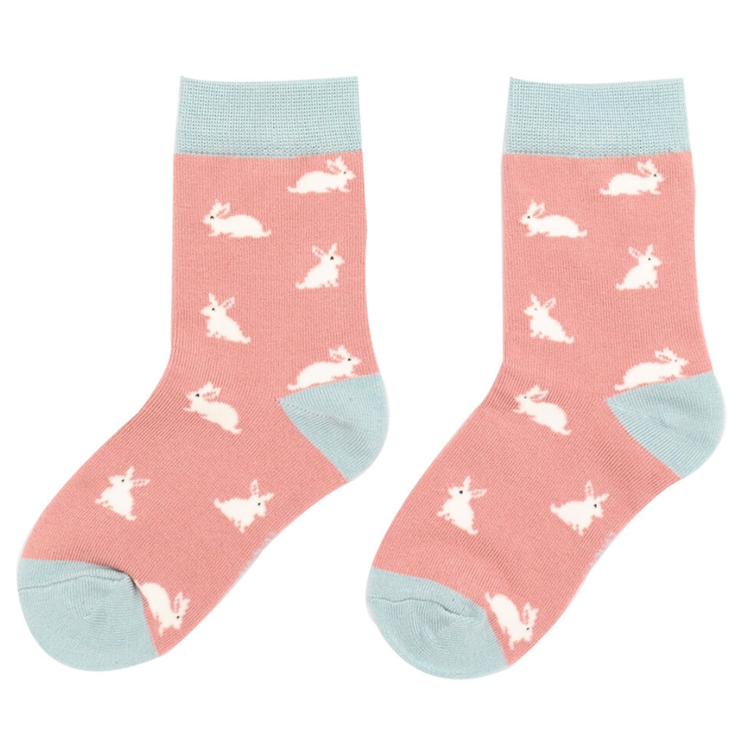 Miss Sparrow Girls Socks Little Rabbits Dusky Pink 2-3 Years