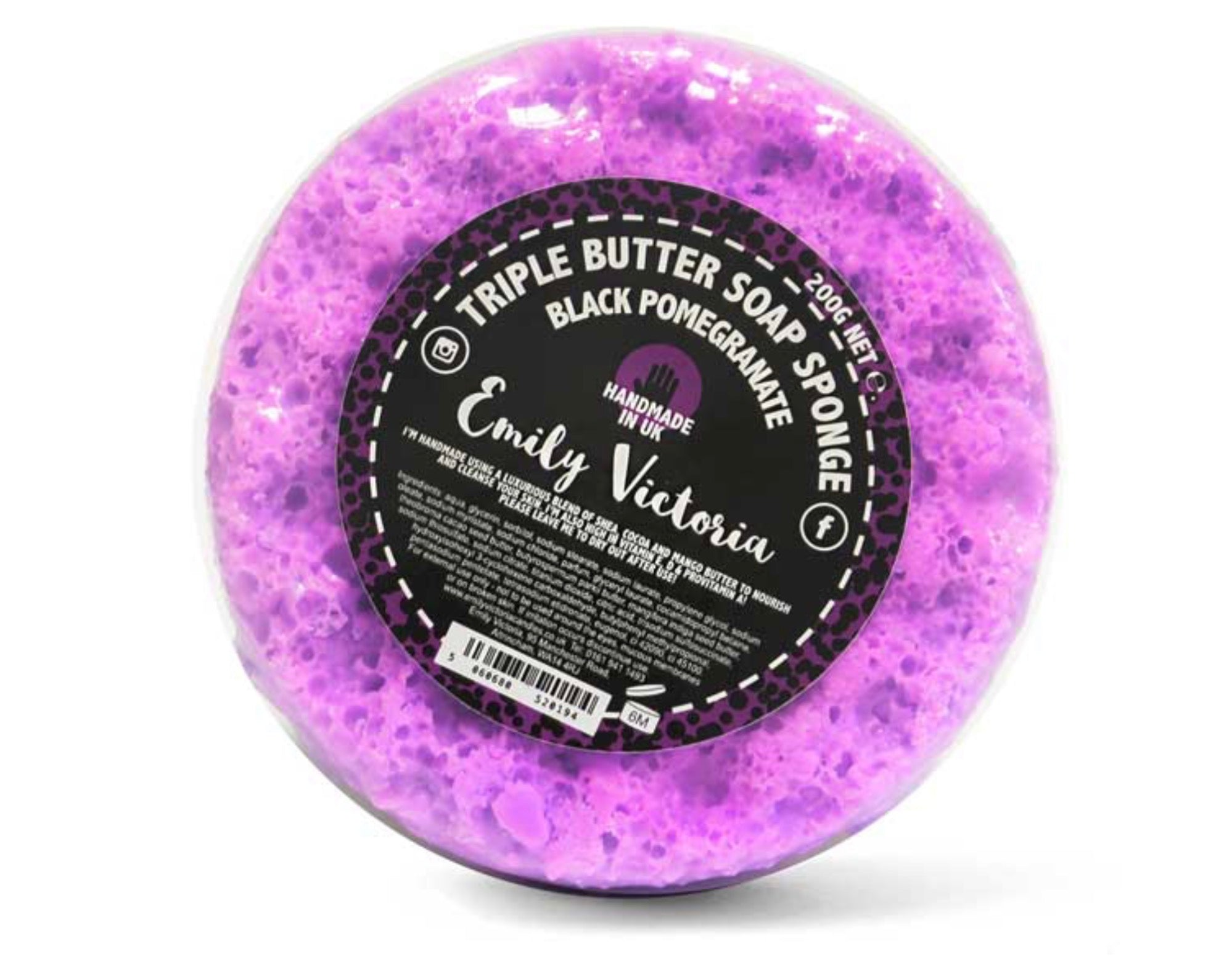 Emily Victoria Black Pomegranate Triple Butter Soap Sponge