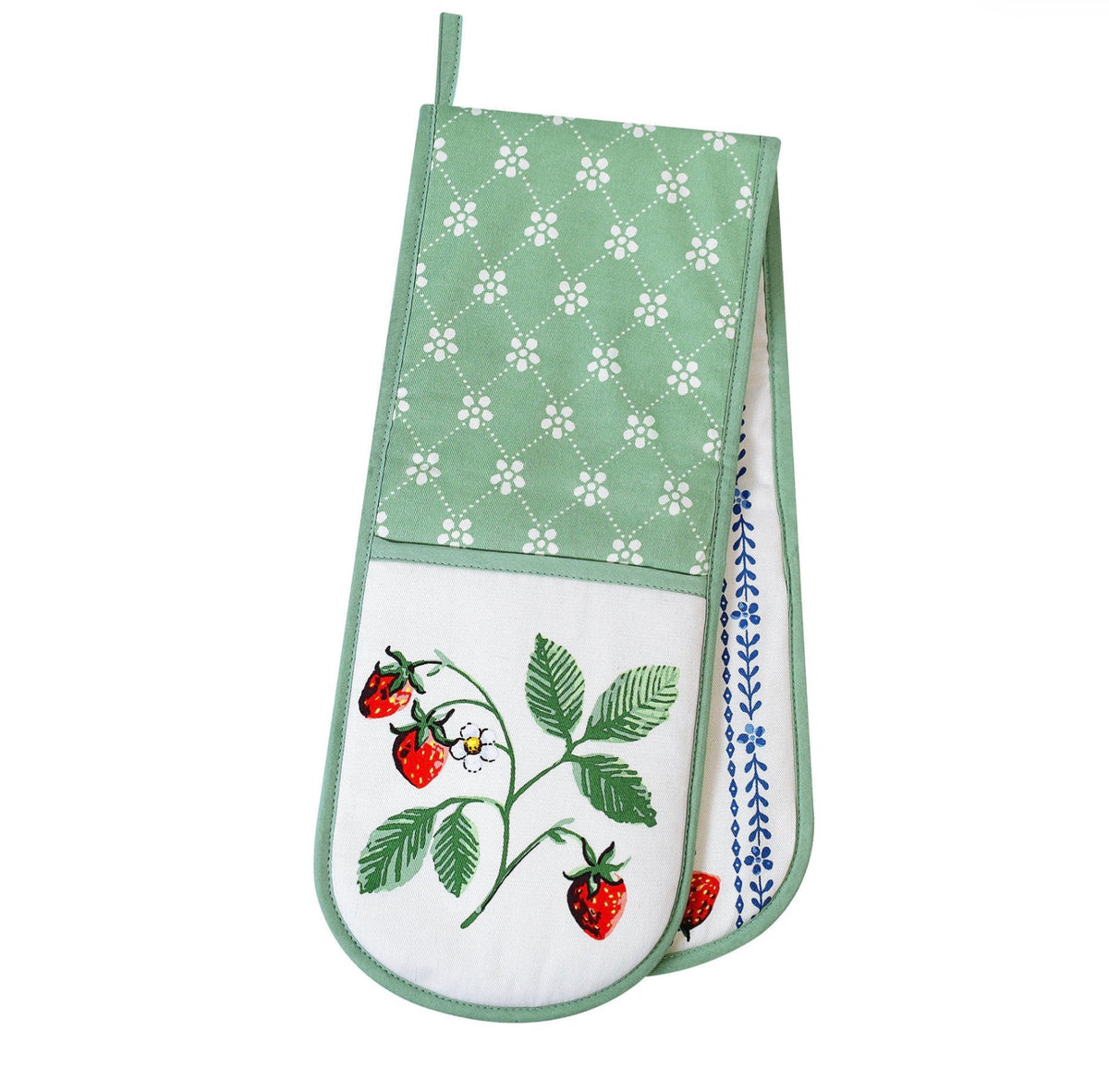 Ulster Weavers Strawberry Patch Double Oven Glove in Green