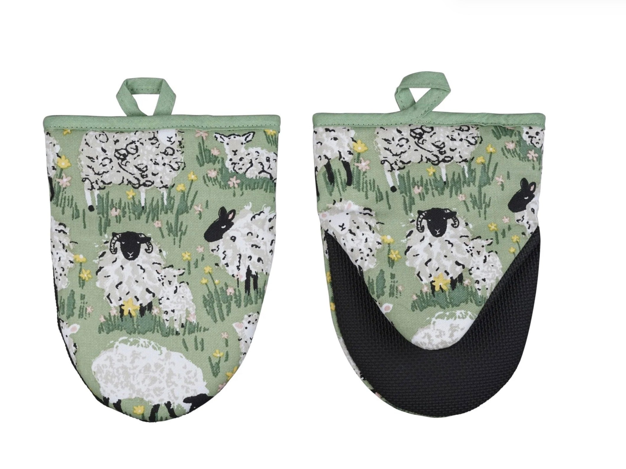 Ulster Weavers Woolly Sheep Microwave Mitts Pair in Green