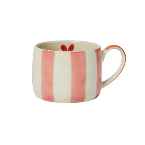 Belly Button Designs Stripes & Heart Stoneware Mug