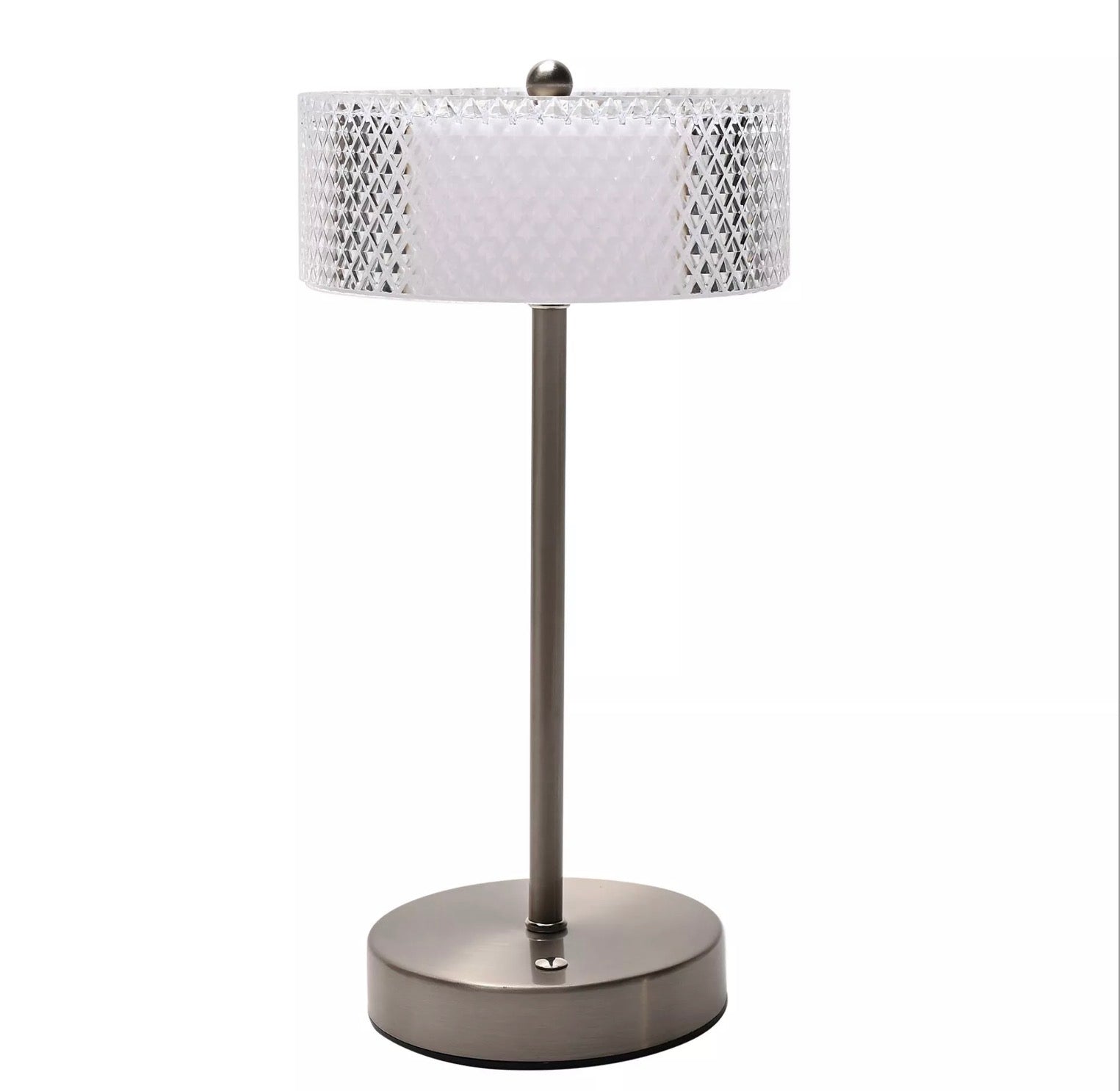 Hestia Nickel USB Touch Table Lamp With Crystal Effect Shade