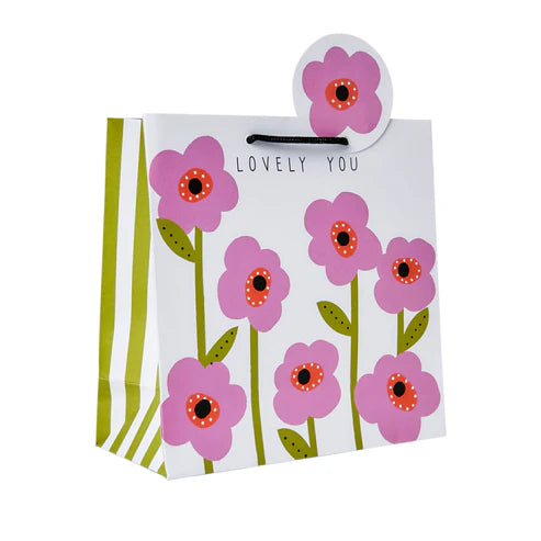 Belly Button Designs Mauve Flowers Medium Giftbag