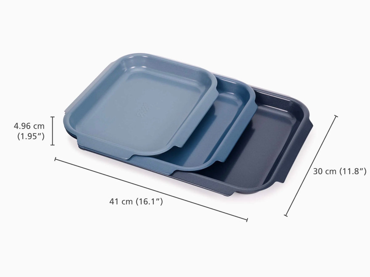Joseph Joseph Nest™ Bake Non-Stick 3-piece Blue Baking Tray Set