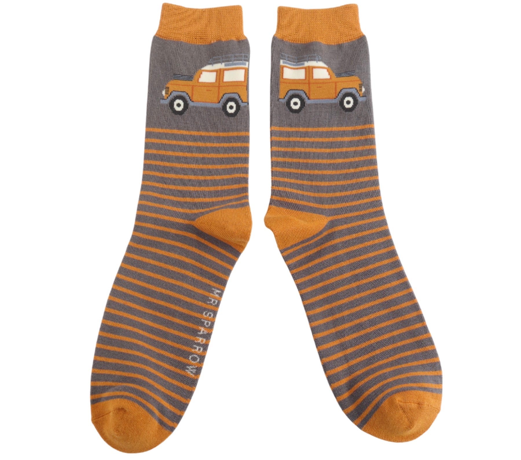 Mr Sparrow Jeep & Stripes Socks Grey