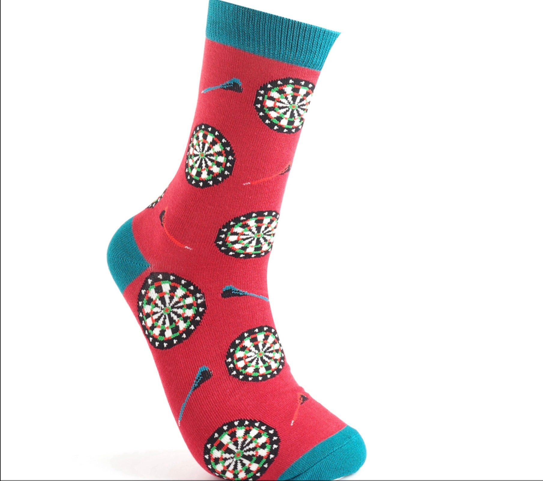Mr Sparrow Dart Boards Socks Dark Red