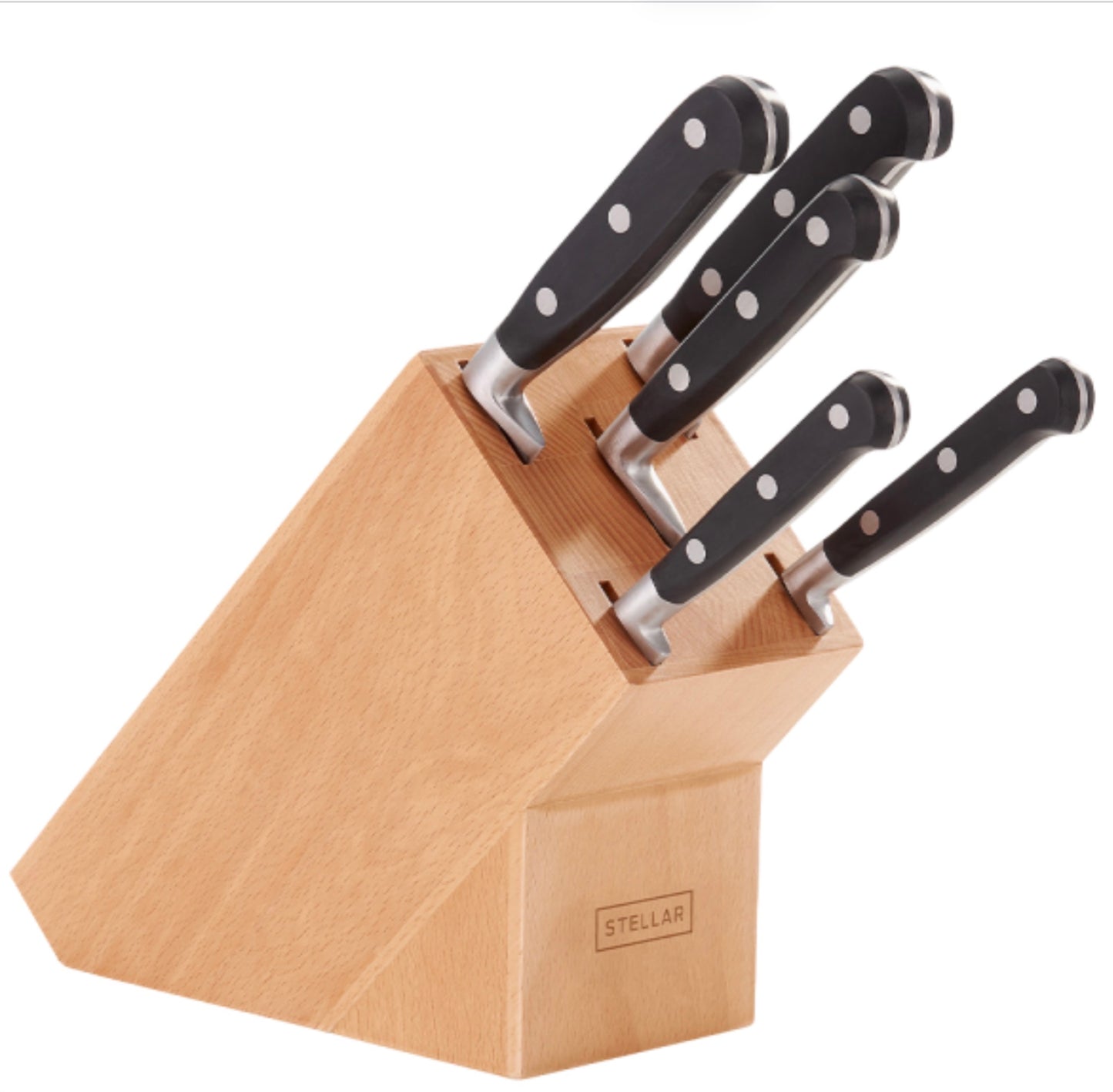 Stellar Classic, 5 Piece Knife Block Set, Beechwood