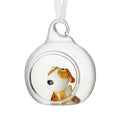 Christmas Glass Dog In Glass Bauble Hanger
