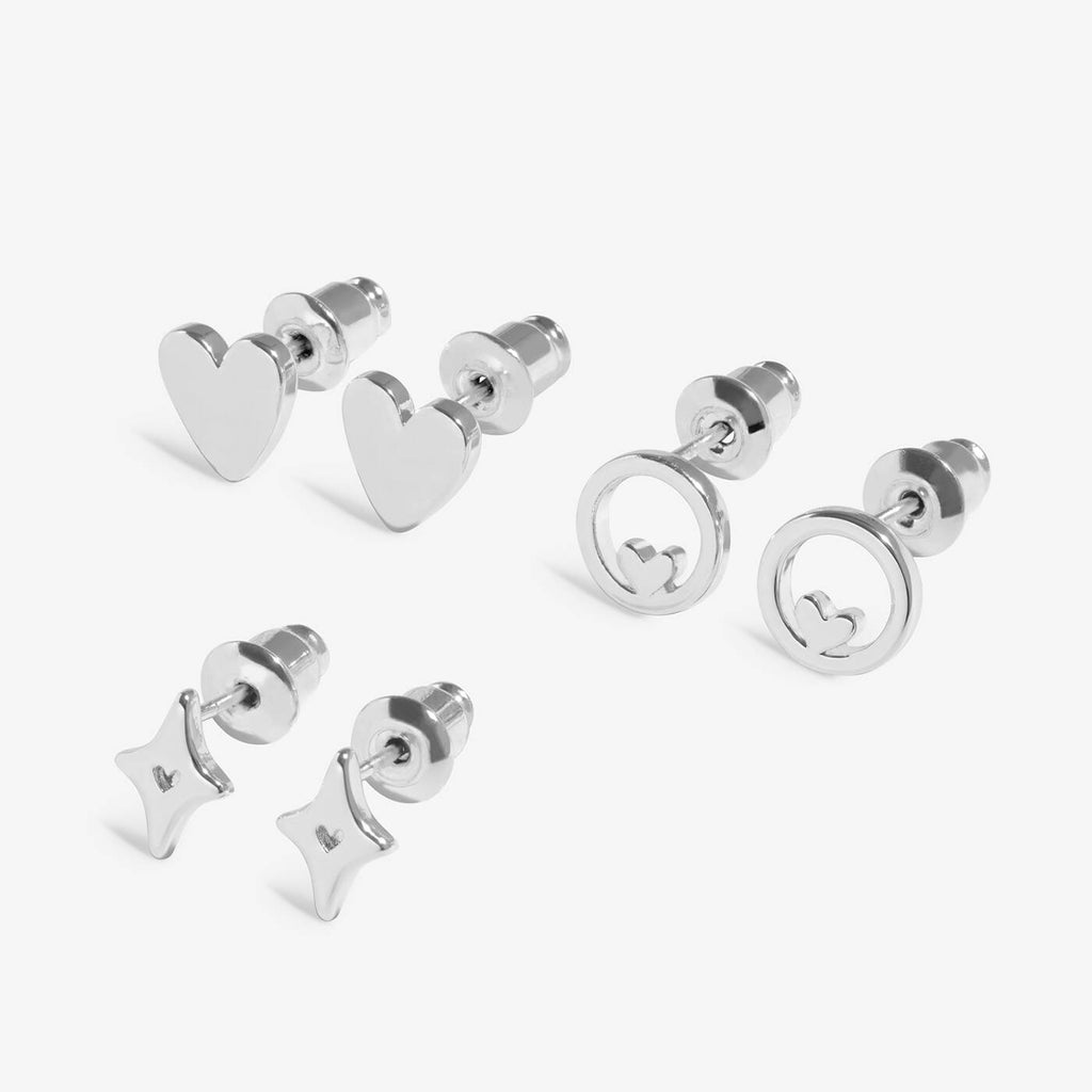 Joma Jewellery Christmas Life's A Charm Love And Wishes Silver Plated Stud Earrings