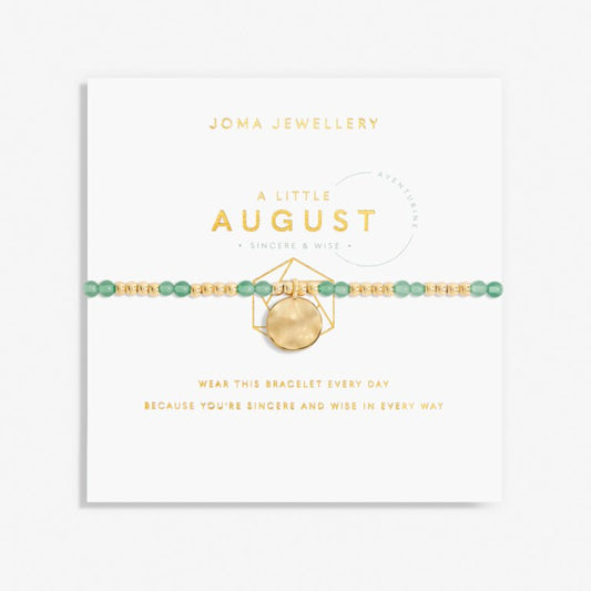 Joma Jewellery A Little Birthstone August Adventurine Gold Bracelet
