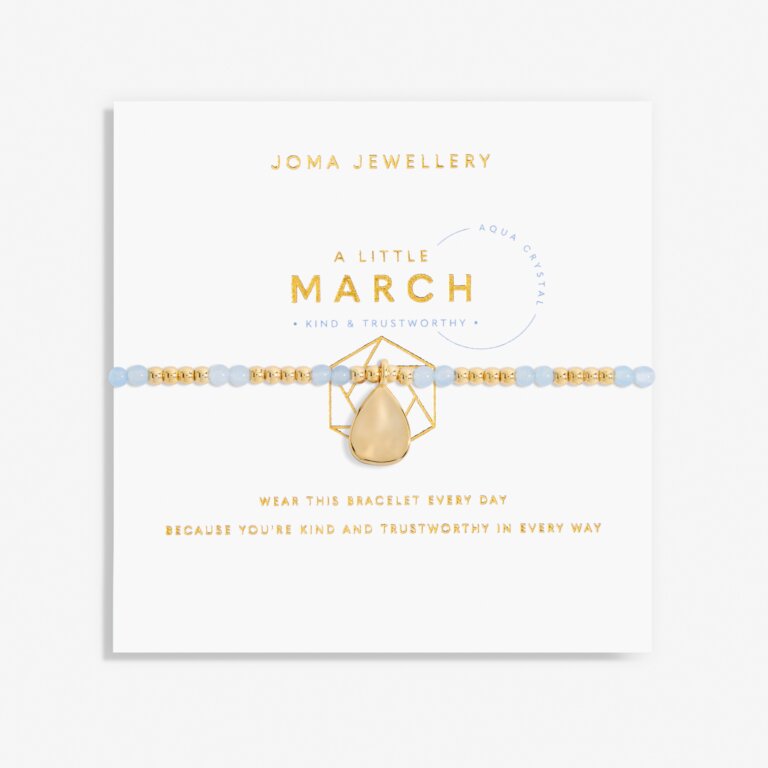 Joma Jewellery A Little Birthstone March Aqua Crystal Gold Bracelet