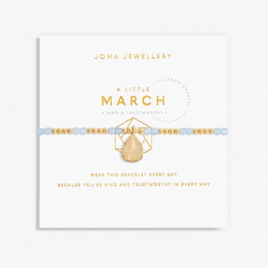 Joma Jewellery A Little Birthstone March Aqua Crystal Gold Bracelet
