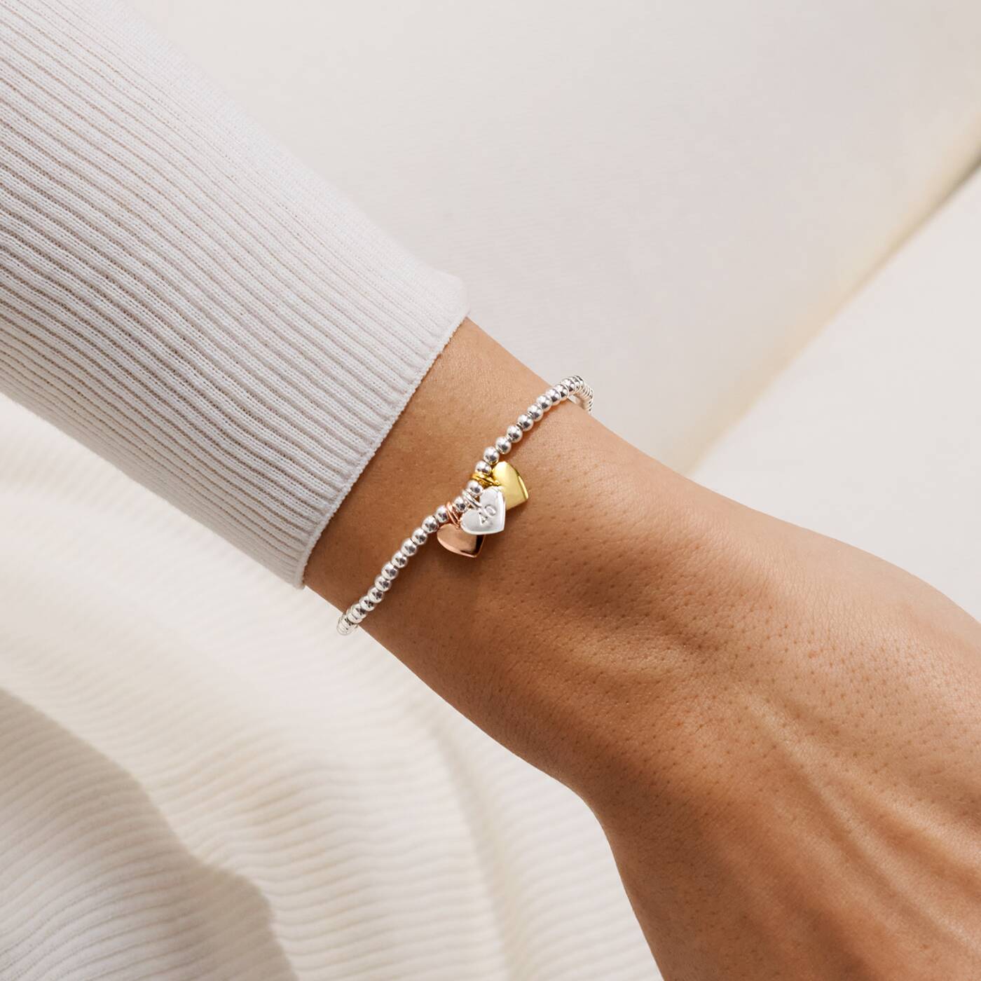Joma Jewellery A Little Charmed Moments Happy 40th Birthday Silver, Gold & Rose Gold Plated Bracelet