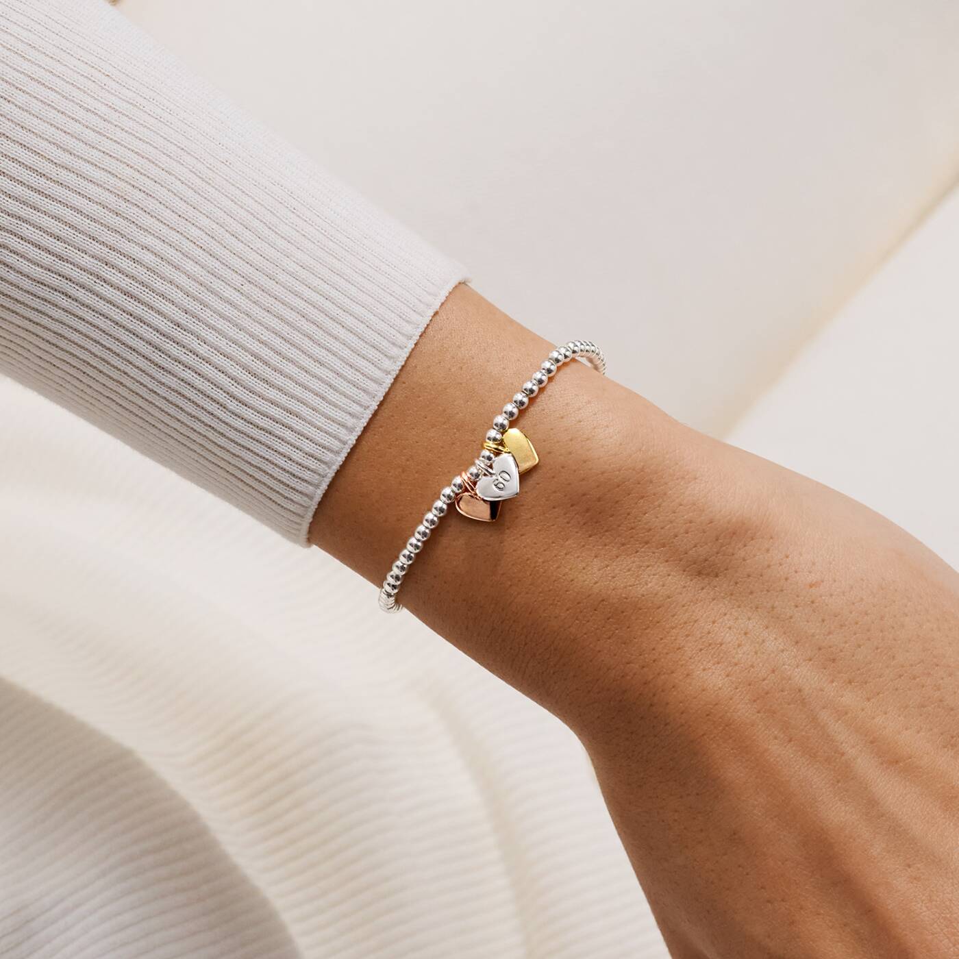 Joma Jewellery A Little Charmed Moments Happy 60th Birthday Silver, Gold & Rose Gold Plated Bracelet