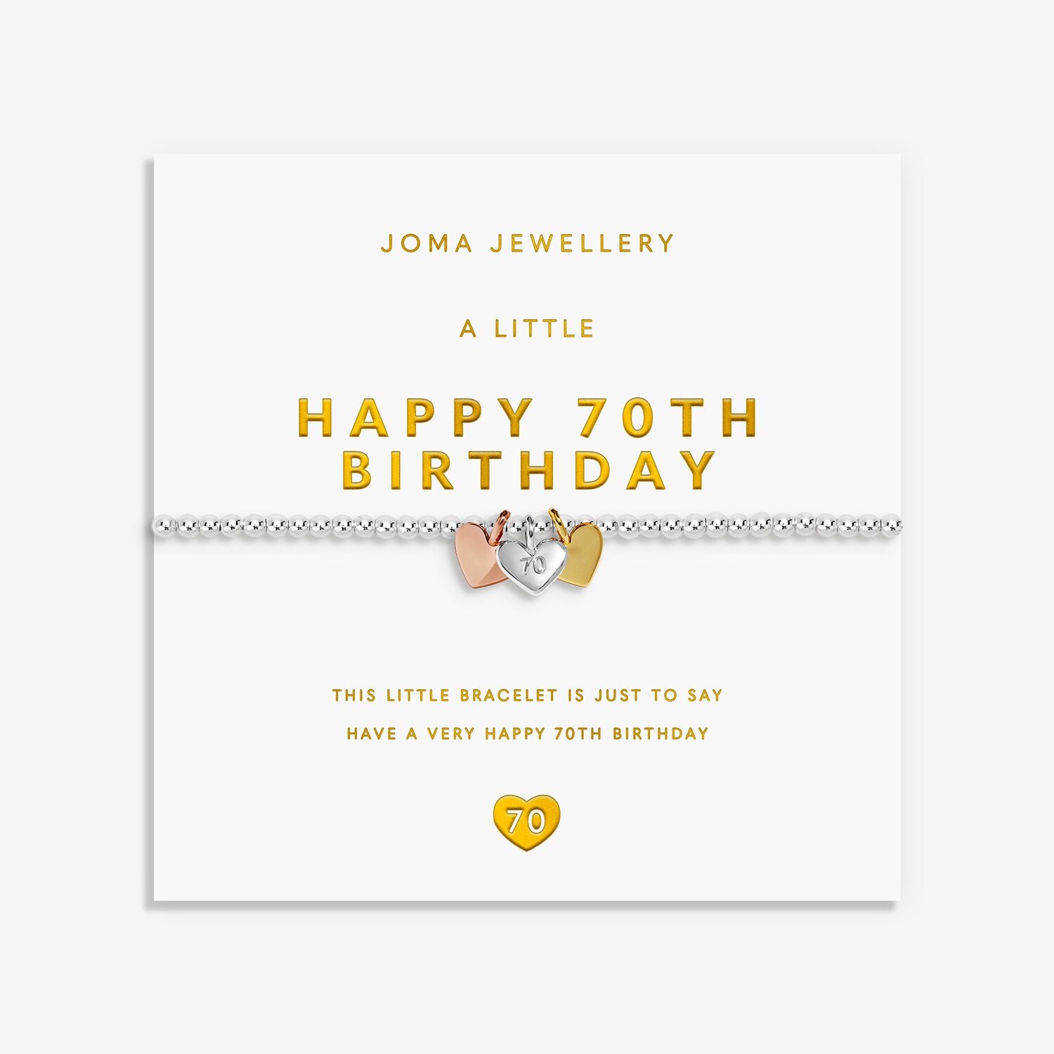 Joma Jewellery A Little Charmed Moments Happy 70Th Birthday Silver, Gold & Rose Gold Plated Bracelet