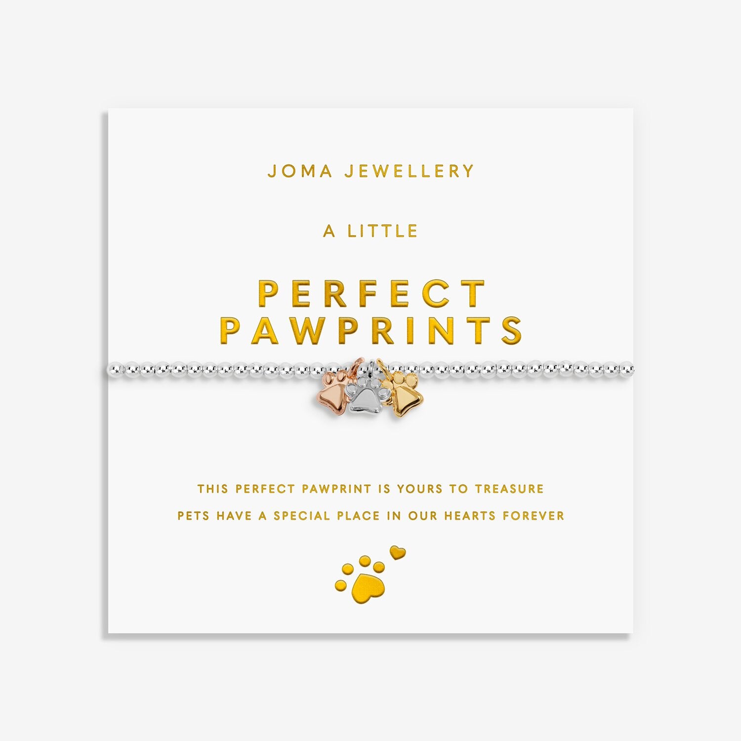 Joma Jewellery A Little Charmed Moments Perfect Pawprint Silver, Gold & Rose Gold Plated Bracelet