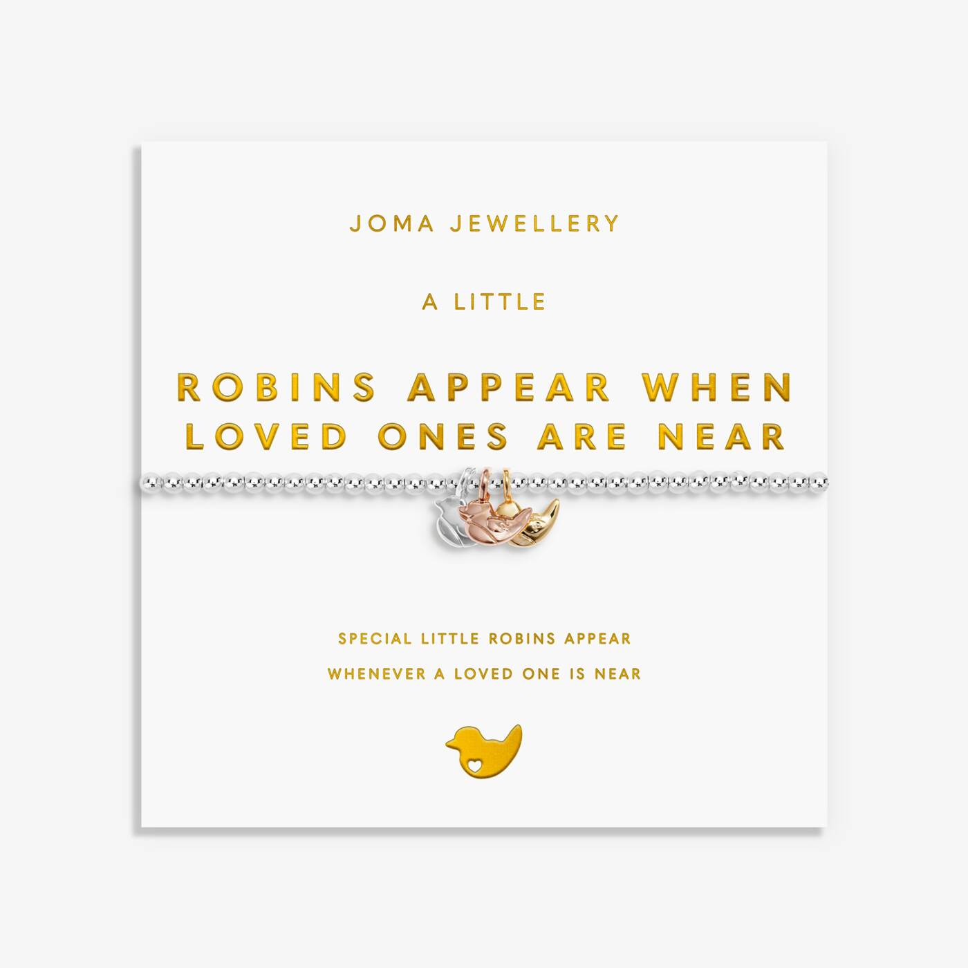 Joma Jewellery A Little Charmed Moments Robins Appear When Loved Ones Are Near Silver, Gold & Rose Gold Plated Bracelet