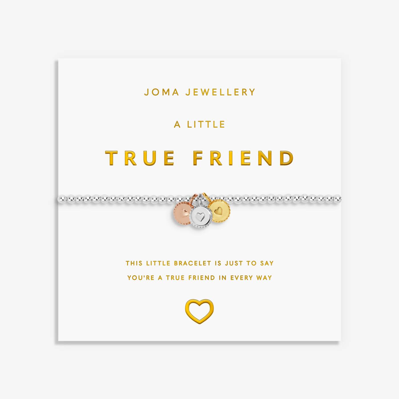 Joma Jewellery A Little Charmed Moments True Friend Silver, Gold & Rose Gold Plated Bracelet