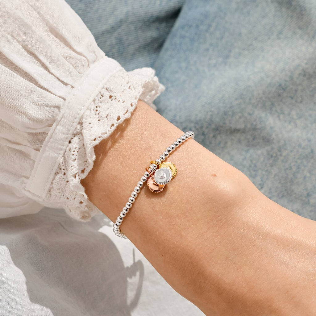 Joma Jewellery A Little Charmed Moments True Friend Silver, Gold & Rose Gold Plated Bracelet