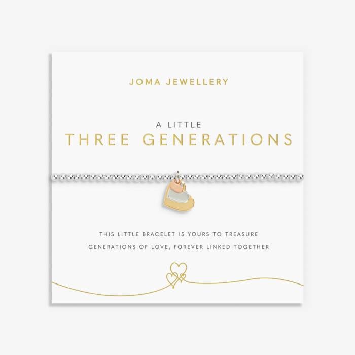 Joma Jewellery A Little Three Generations Silver, Gold & Rose Gold Plated Bracelet