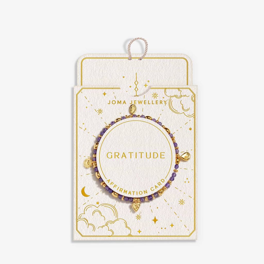 Joma Jewellery Affirmation Card Gratitude Gold Plated Bracelet