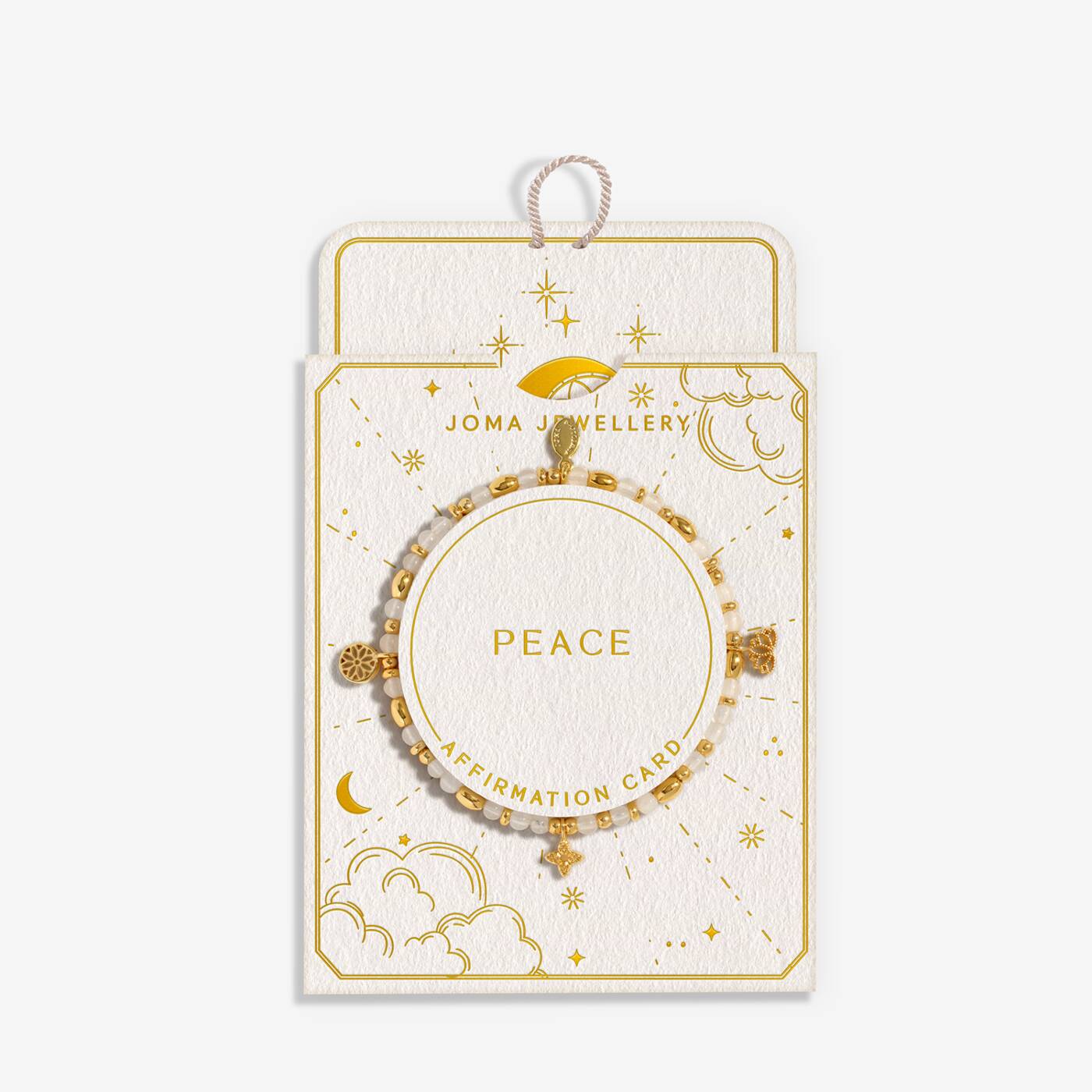 Joma Jewellery Affirmation Card Peace Gold Plated Bracelet