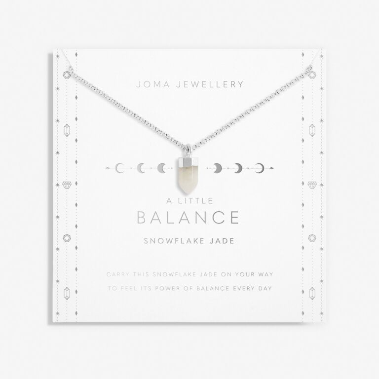 Joma Jewellery Affirmation Crystal A Little Balance/Snowflake Jade Silver Necklace