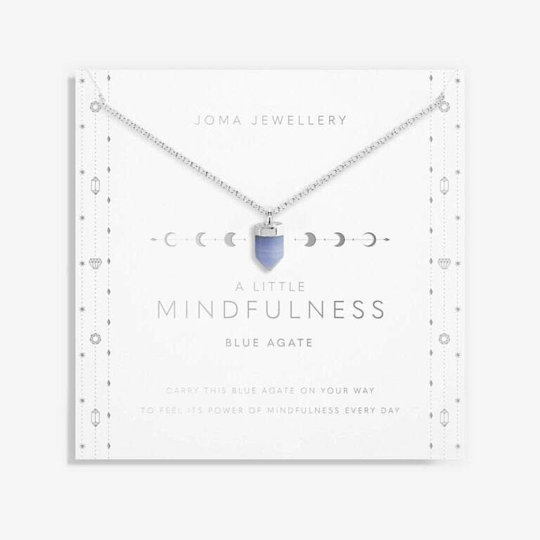 Joma Jewellery Affirmation Crystal A Little Mindfulness Blue Agate Silver Necklace