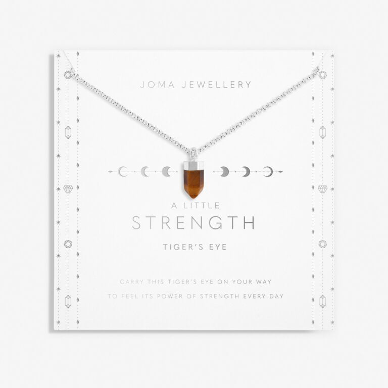 Joma Jewellery Affirmation Crystal A Little Strength/Tigers Eye Silver Necklace
