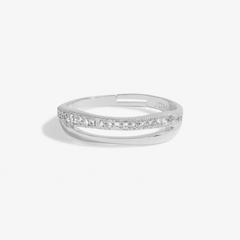 Joma Jewellery Afterglow Silver Double Ring Adjustable Size M
