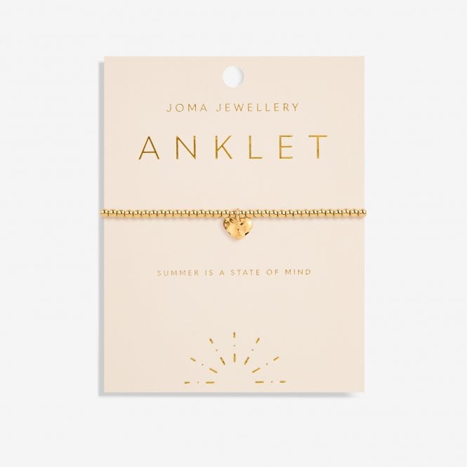 Joma Jewellery Anklet Gold Hammered Heart Gold