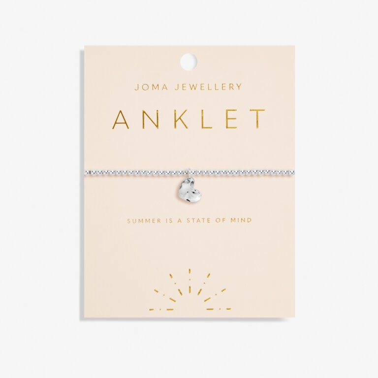 Joma Jewellery Anklet Silver Hammered Heart Silver