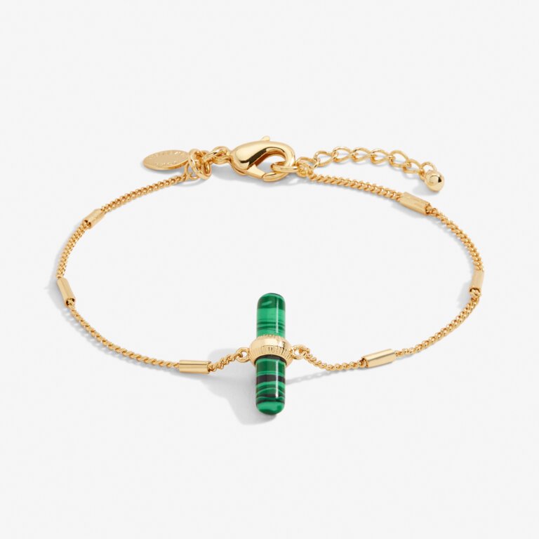 Joma Jewellery Aura Malachite Bar Gold Bracelet