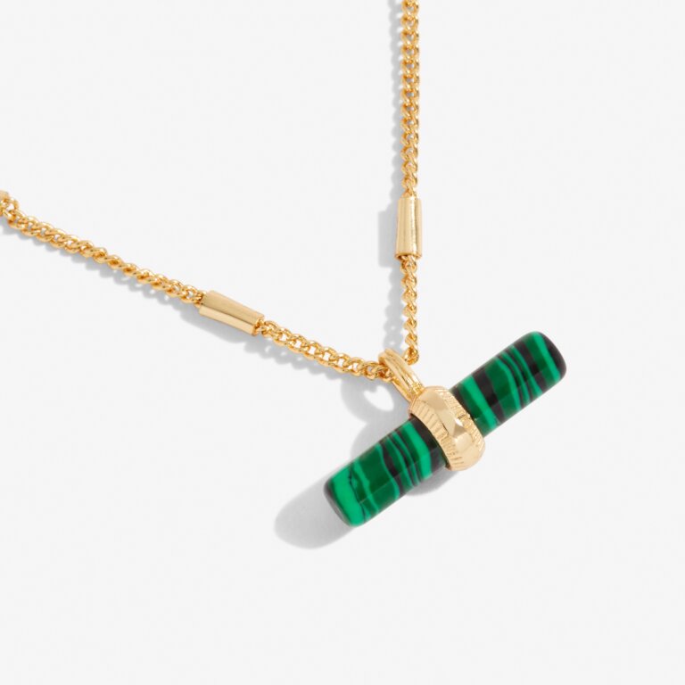 Joma Jewellery Aura Malachite Bar Gold Necklace