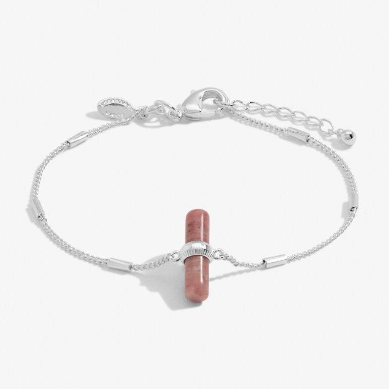 Joma Jewellery Aura Rhodochrosite Bar Silver Bracelet