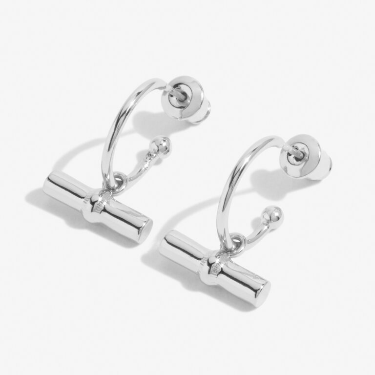 Joma Jewellery Aura Silver Bar Silver Hoop Earrings