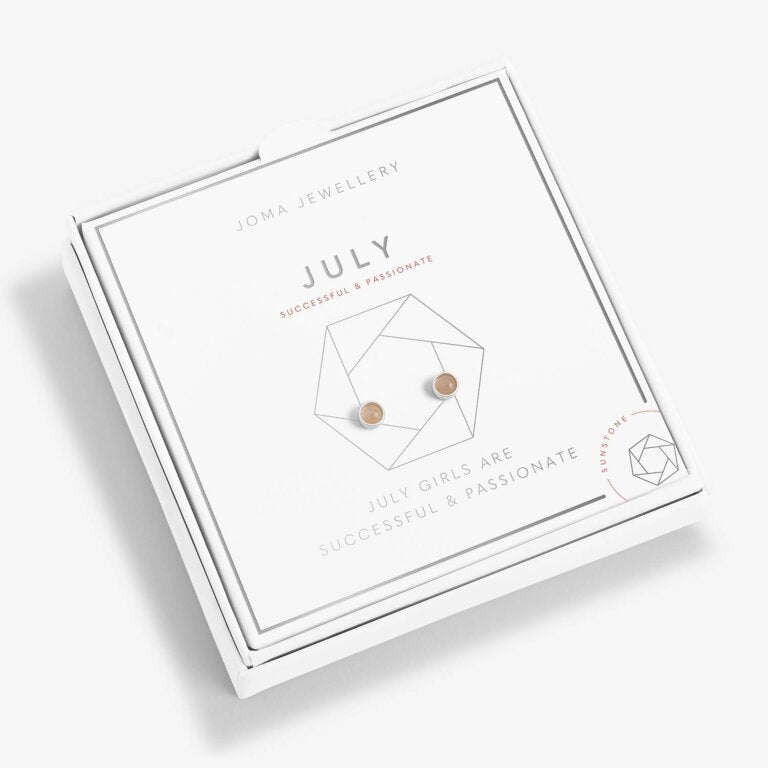 Joma Jewellery Birthstone Boxed Earrings July Sunstone Silver Earring Box