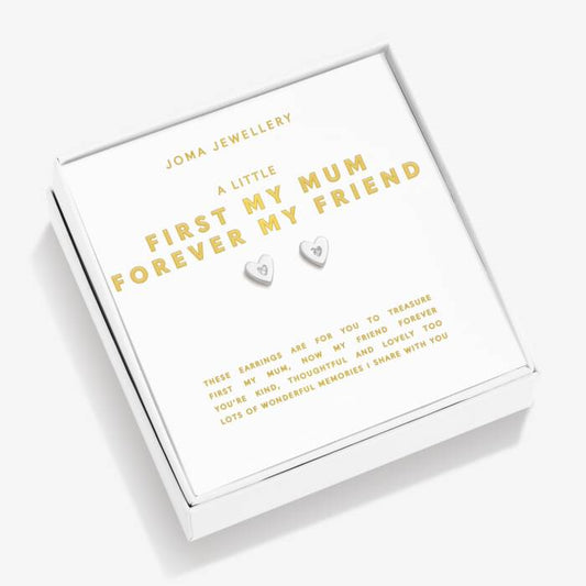 Joma Jewellery Boxed A Little Earrings First My Mum Forever My Friend Silver Plated Earrings