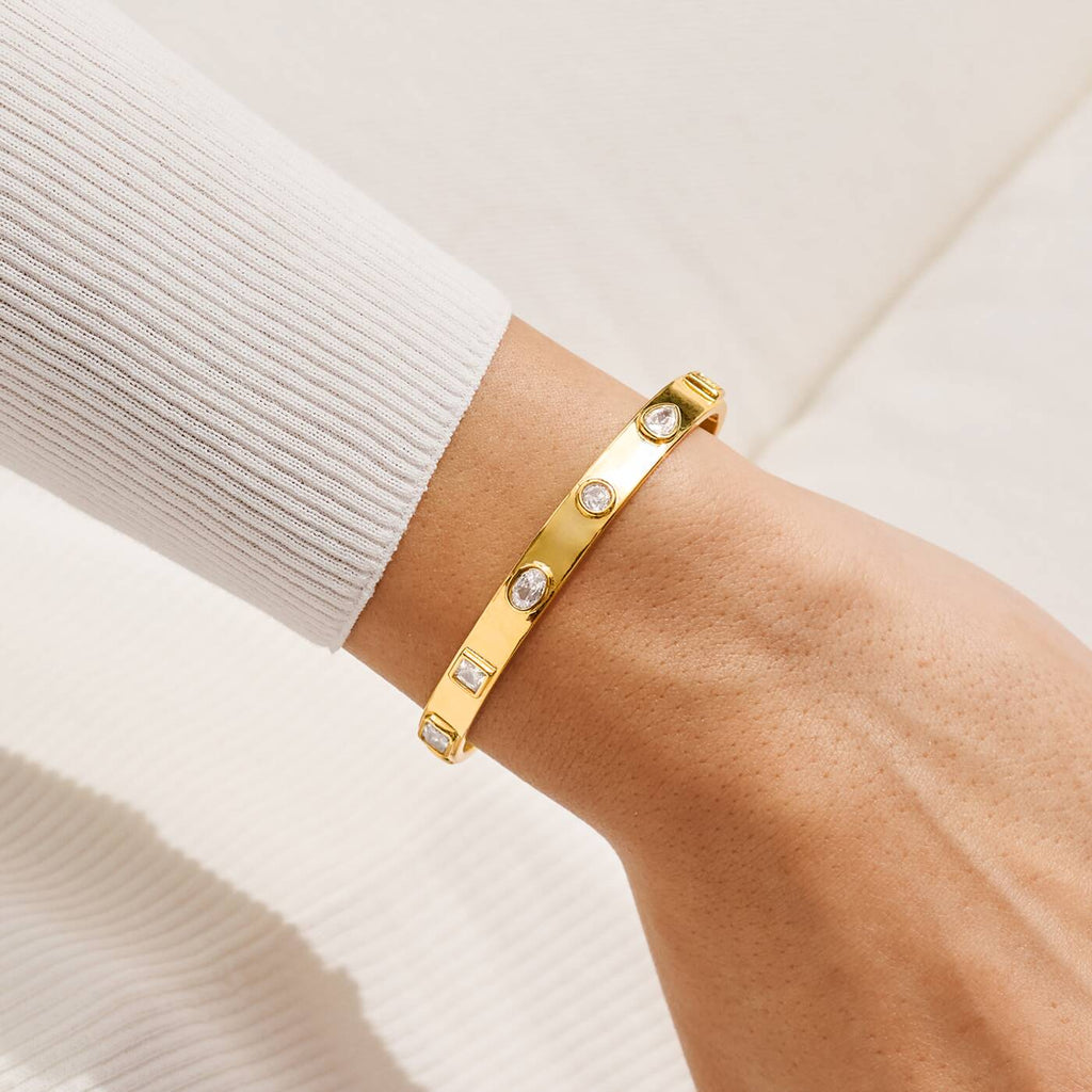 Joma Jewellery Bracelet Bar CZ Bangle Gold Plated Bangle