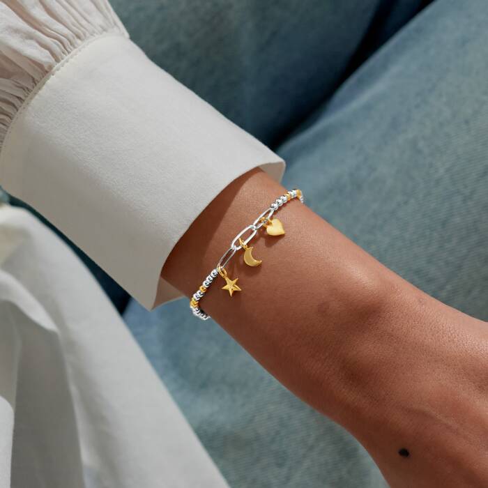 Joma Jewellery Bracelet Bar Celestial Charms Silver & Gold Plated Bracelet