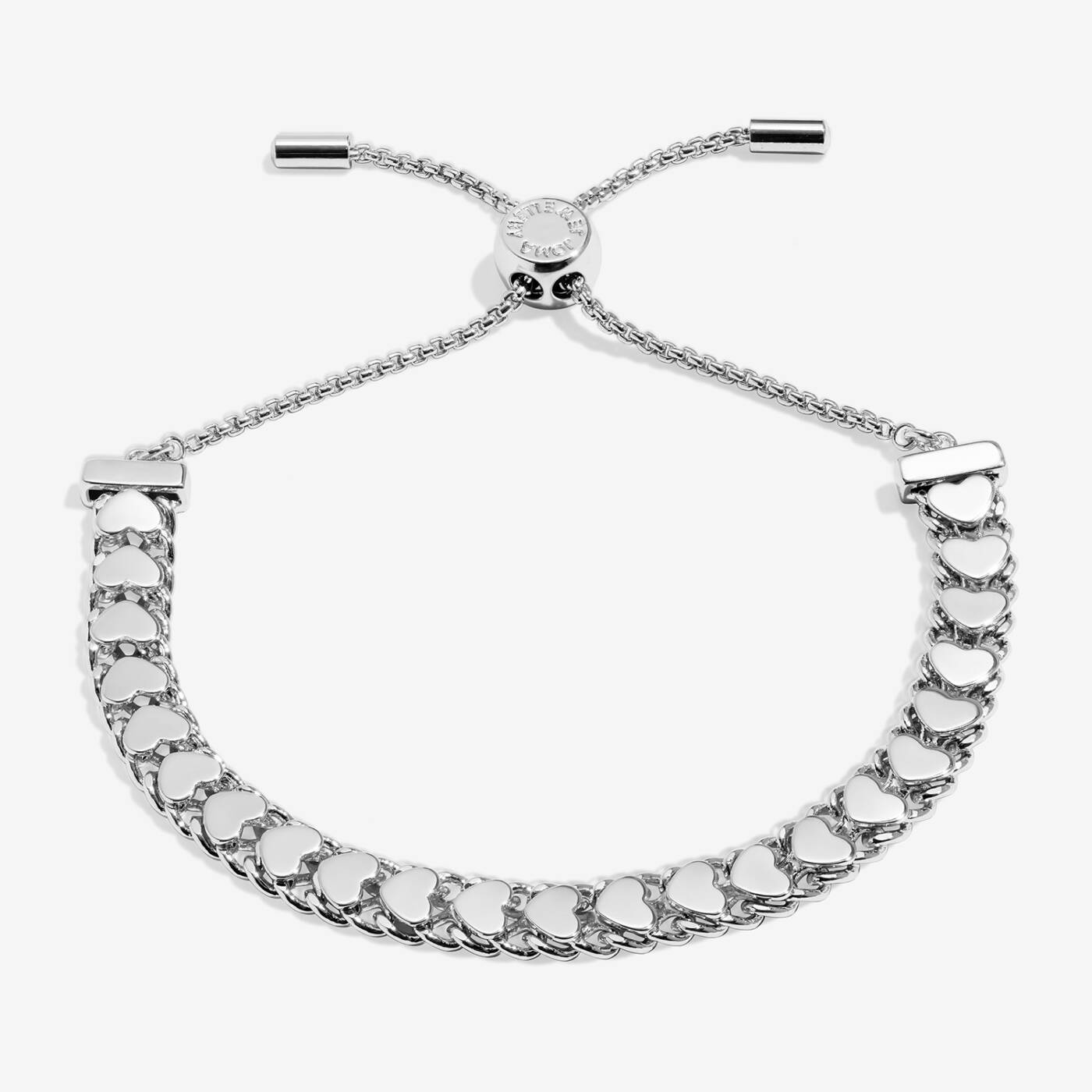 Joma Jewellery Bracelet Bar Heart Chain Silver Plated Bracelet