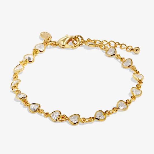 Joma Jewellery Bracelet Bar Heart Tennis Gold Plated Bracelet