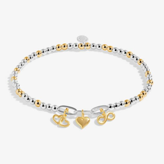 Joma Jewellery Bracelet Bar Infinity Heart Charms Silver & Gold Plated Bracelet