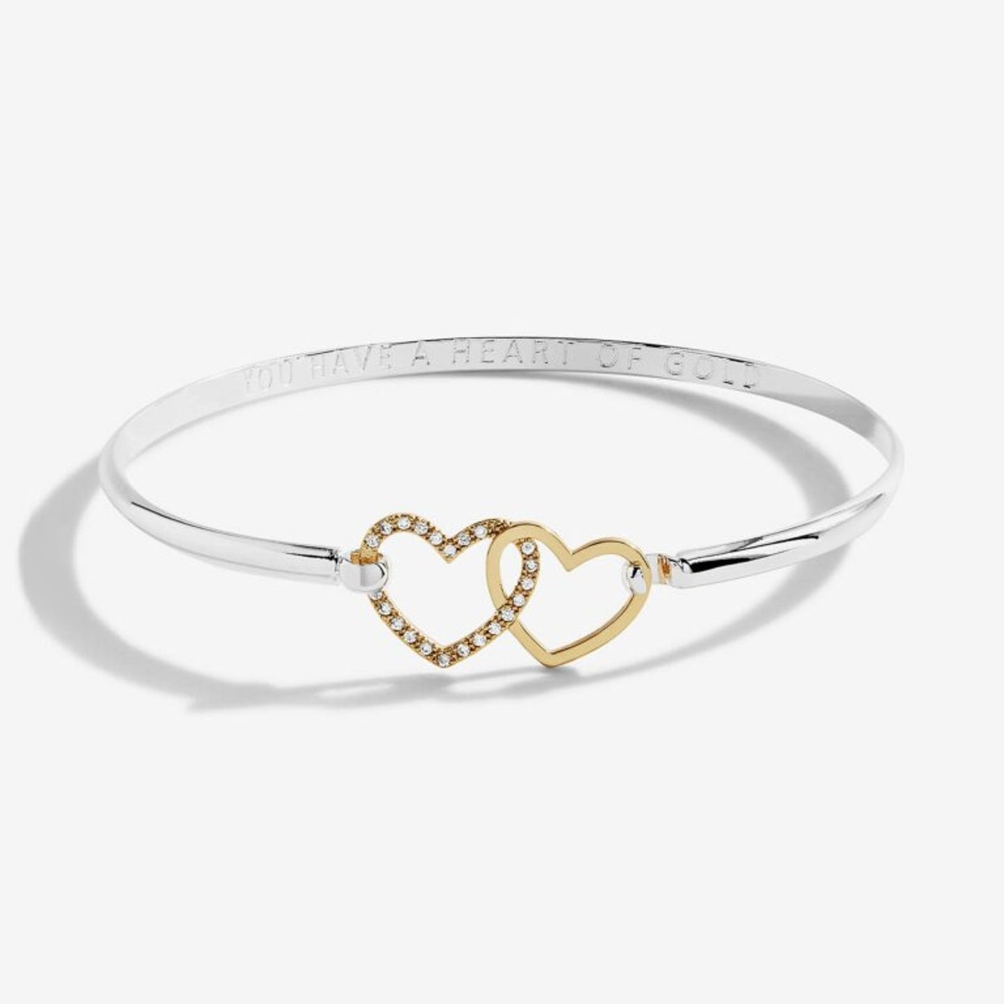 Joma Jewellery Bracelet Bar Silver And Gold Heart Silver And Gold Bangle