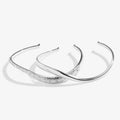 Joma Jewellery Bracelet Bar Wavy Pave Bangle Set Silver Plated Set Of 2 Bangles