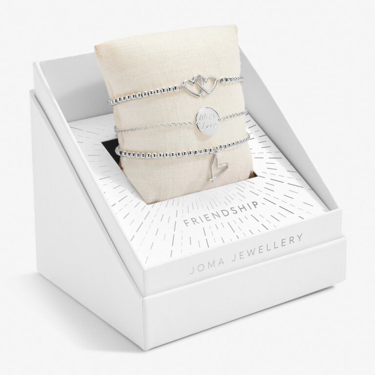 Joma Jewellery Celebrate You Gift Box Friendship Silver Set of 3 Bracelets