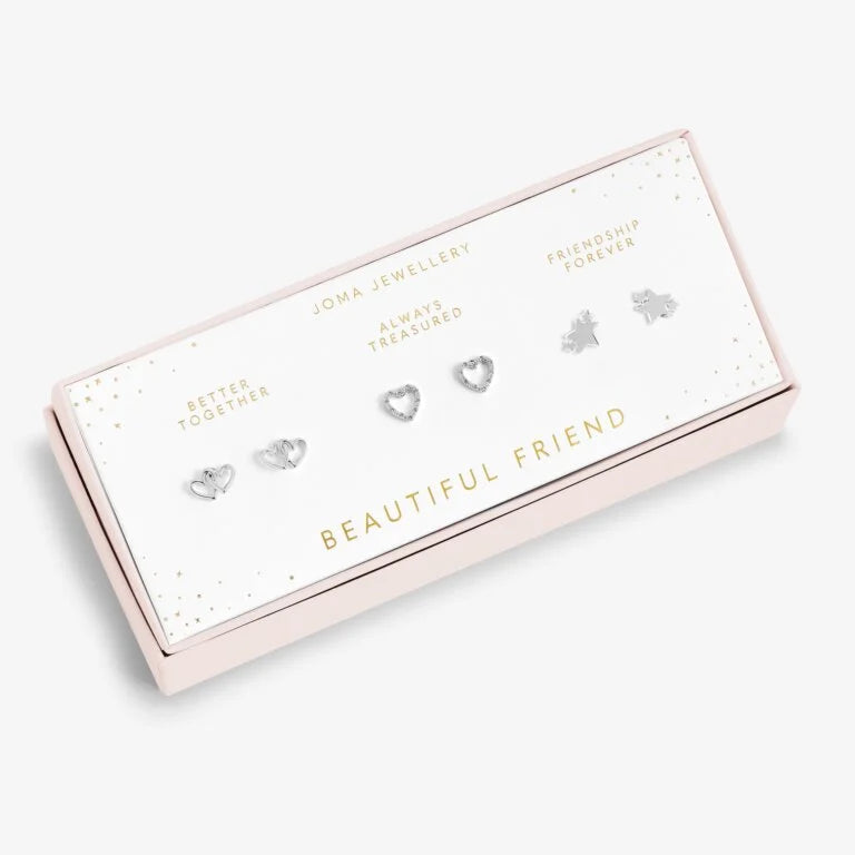 Joma Jewellery Celebration Earring Set Beautiful Friend Silver Earrings Set of 3 Earrings