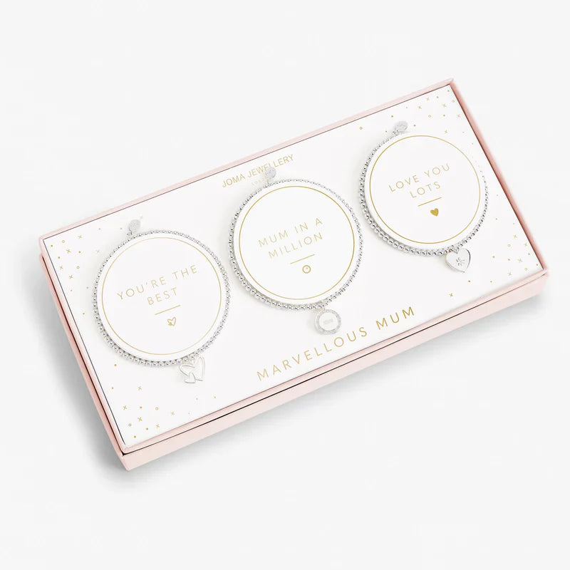 Joma Jewellery Celebration Set Marvellous Mum Silver Set of 3 Bracelets