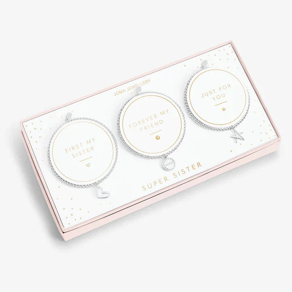 Joma Jewellery Celebration Set Super Sister Silver Set of 3 Bracelets